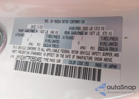 2023 Mazda Mx-5 Miata Rf Grand Touring z USA, uszkodzony, nr VIN JM1NDAM77P0550460